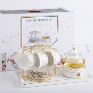 YFH蝴蝶六杯六碟花茶具
